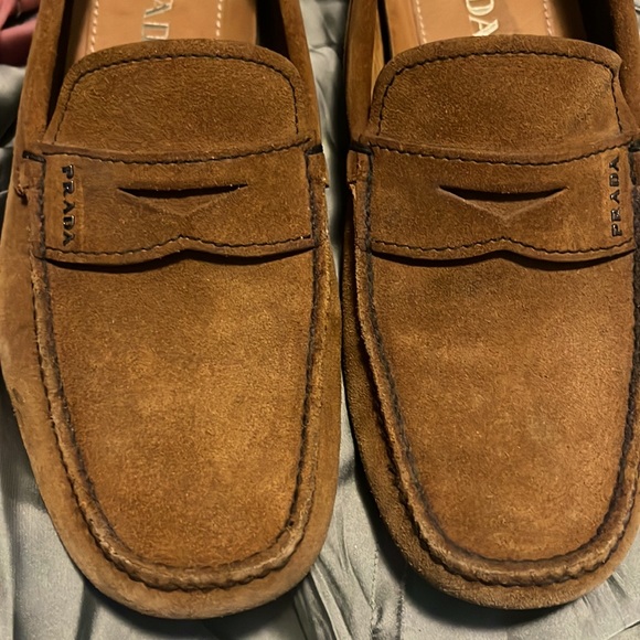 Prada Camel Suede leather soft loafers main image 4